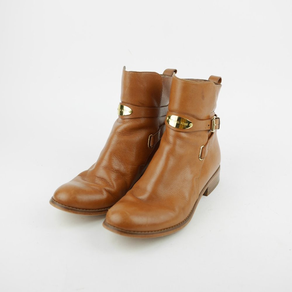 MICHAEL KORS Women's 8 Brown tan leather ankle Chelsea boots low heel booties